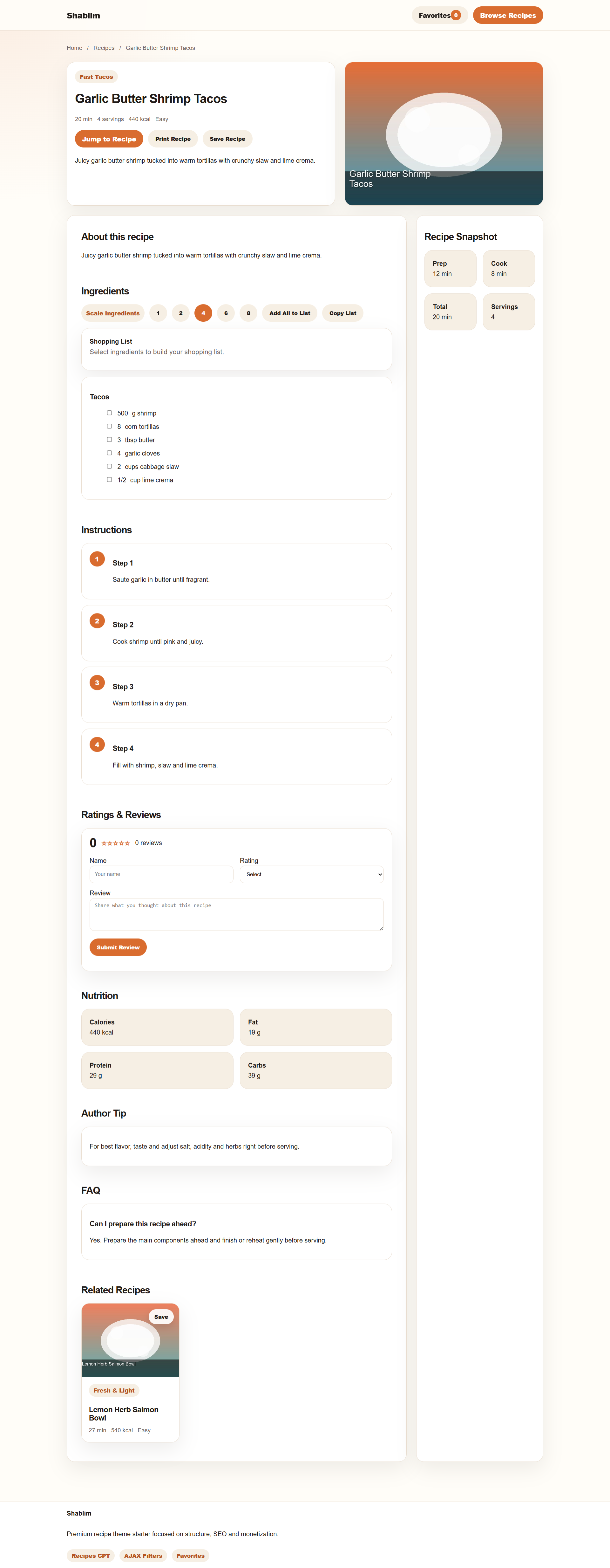 CookCraft – Премиум тема WordPress для рецептов